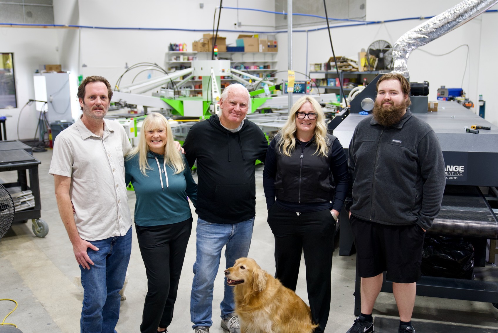The Lamb Screen Printing family in our San Marcos shop